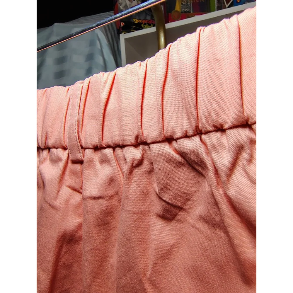 Women's Pink High Rise Trousers | Elastic Back Waist | Cotton Stretch - Picture 8 of 11
